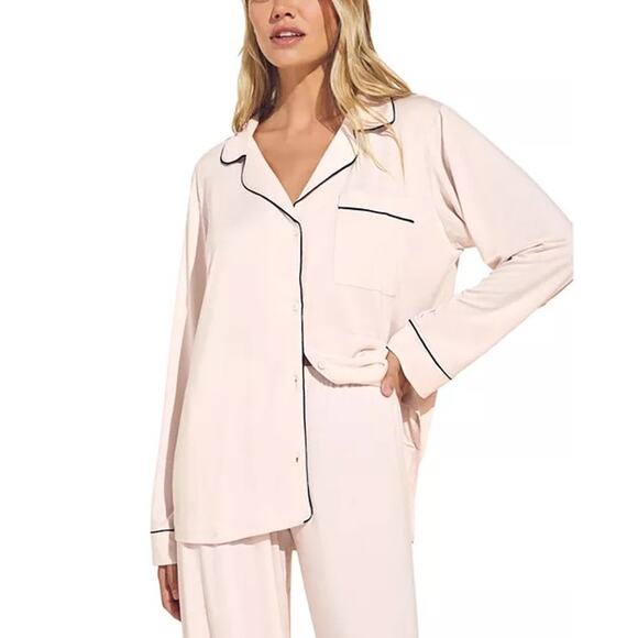 Eberjey Gisele Tencel™ Modal Long PJ Set in Sorbet/Black - Picture 2 of 8